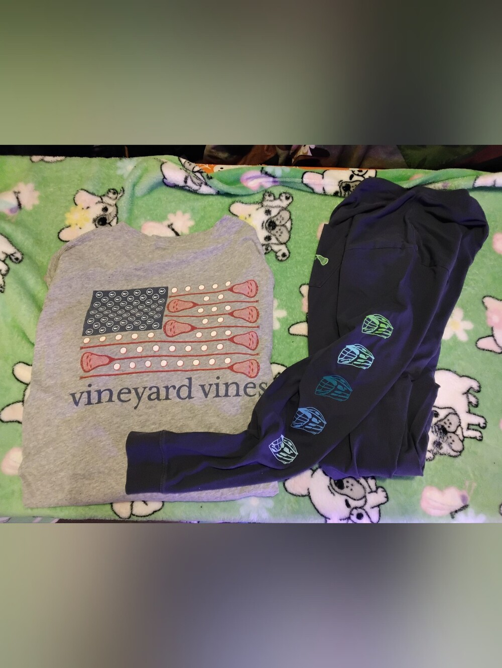 Vineyard Vines Two Long Sleeve Lacrosse Themed pocket T-shirts Mens size Large